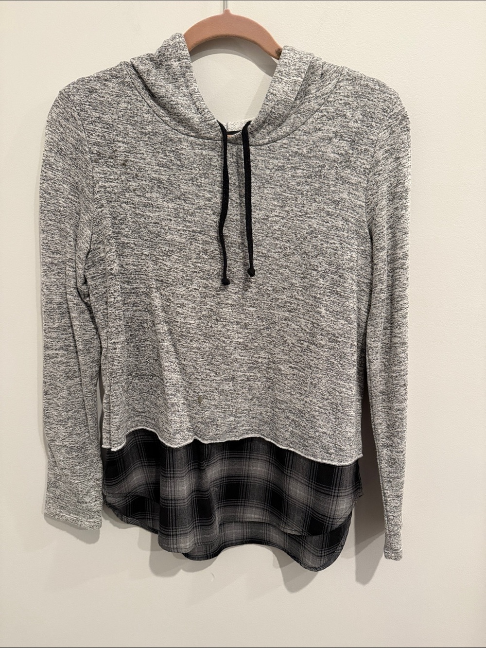 Generation Love Grey Twofer Plaid Hoodie